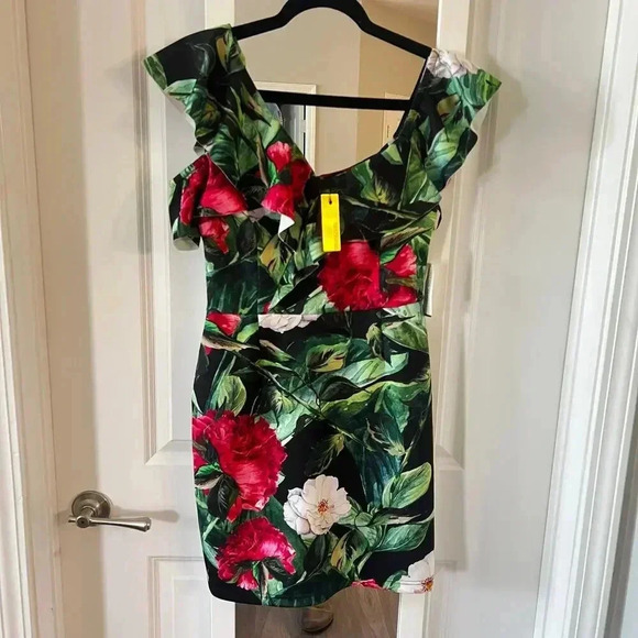 NWT Alexia Admor Scuba Sheath Dress Size 8 Color Green Red - Picture 3 of 7